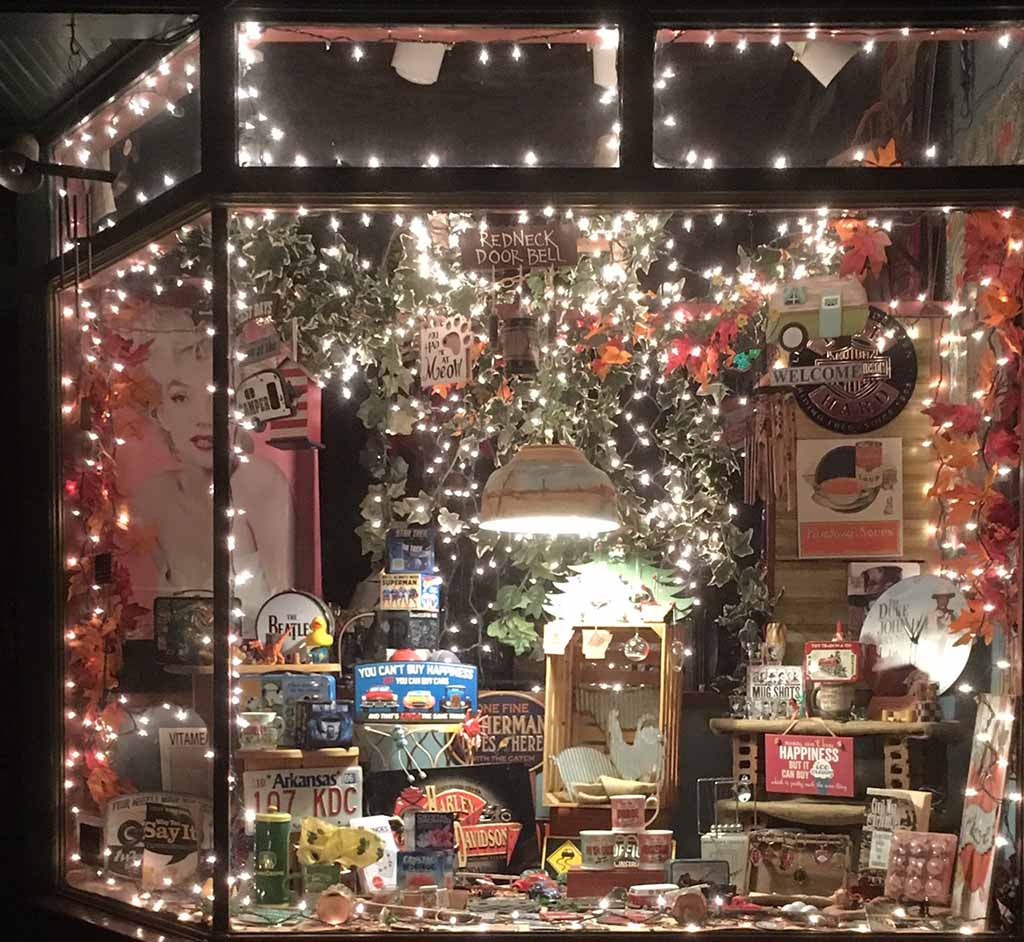 Packrat’s Paradise Gift Shop Christmas Window