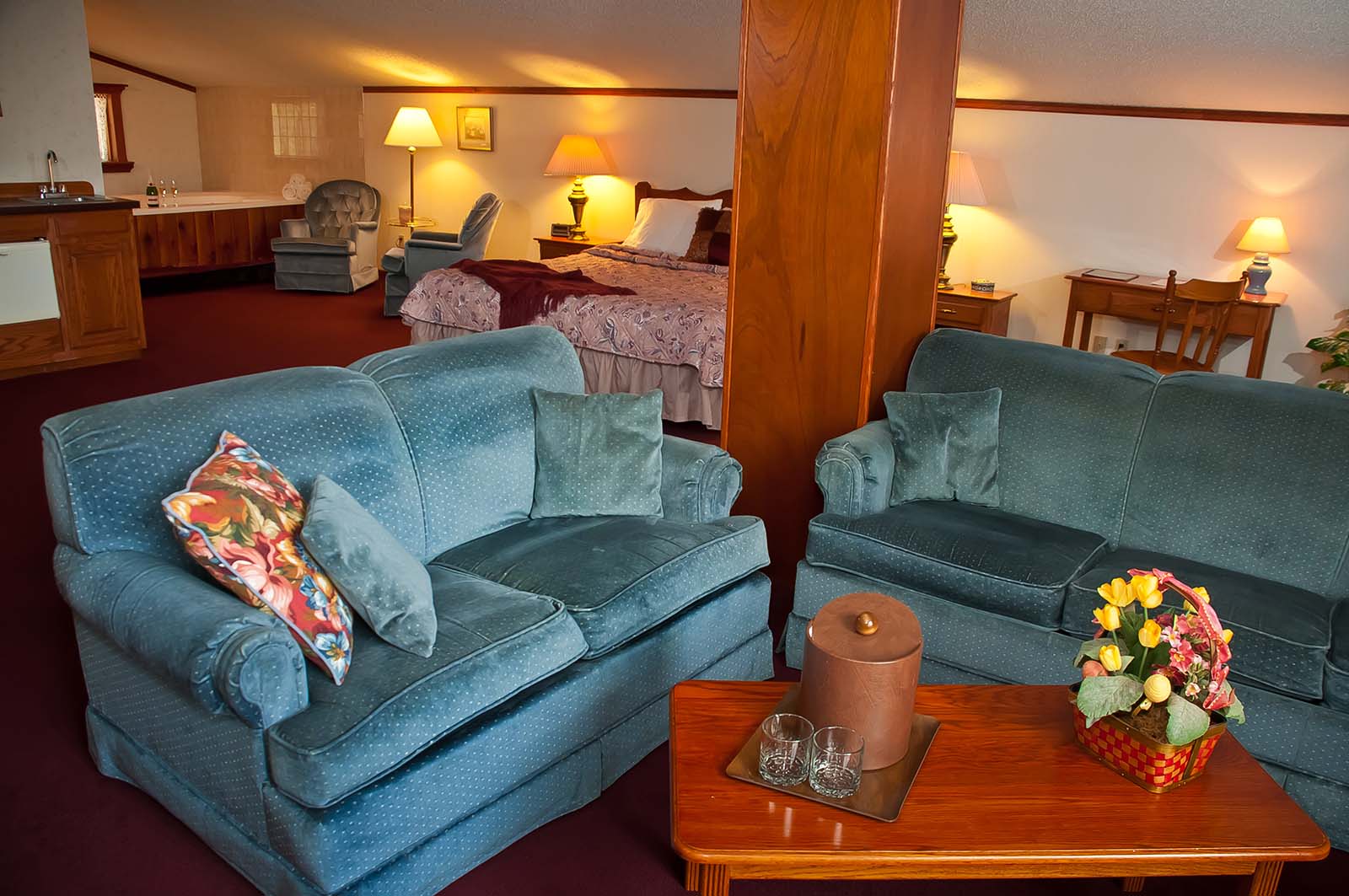 Bavarian Inn Lodge Master Suite Living Room Small Wet Bar & Mini Fridge